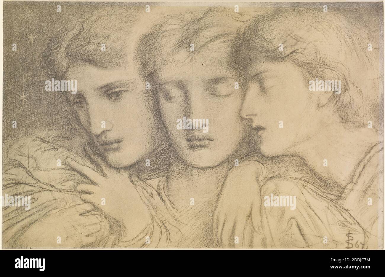 The Sleepers and One that Watcheth, 1867 Photographer: Frederick Hollyer After: Simeon Solomon, Art Movement, Pre-Raphaelite, Platinum print Stock Photo