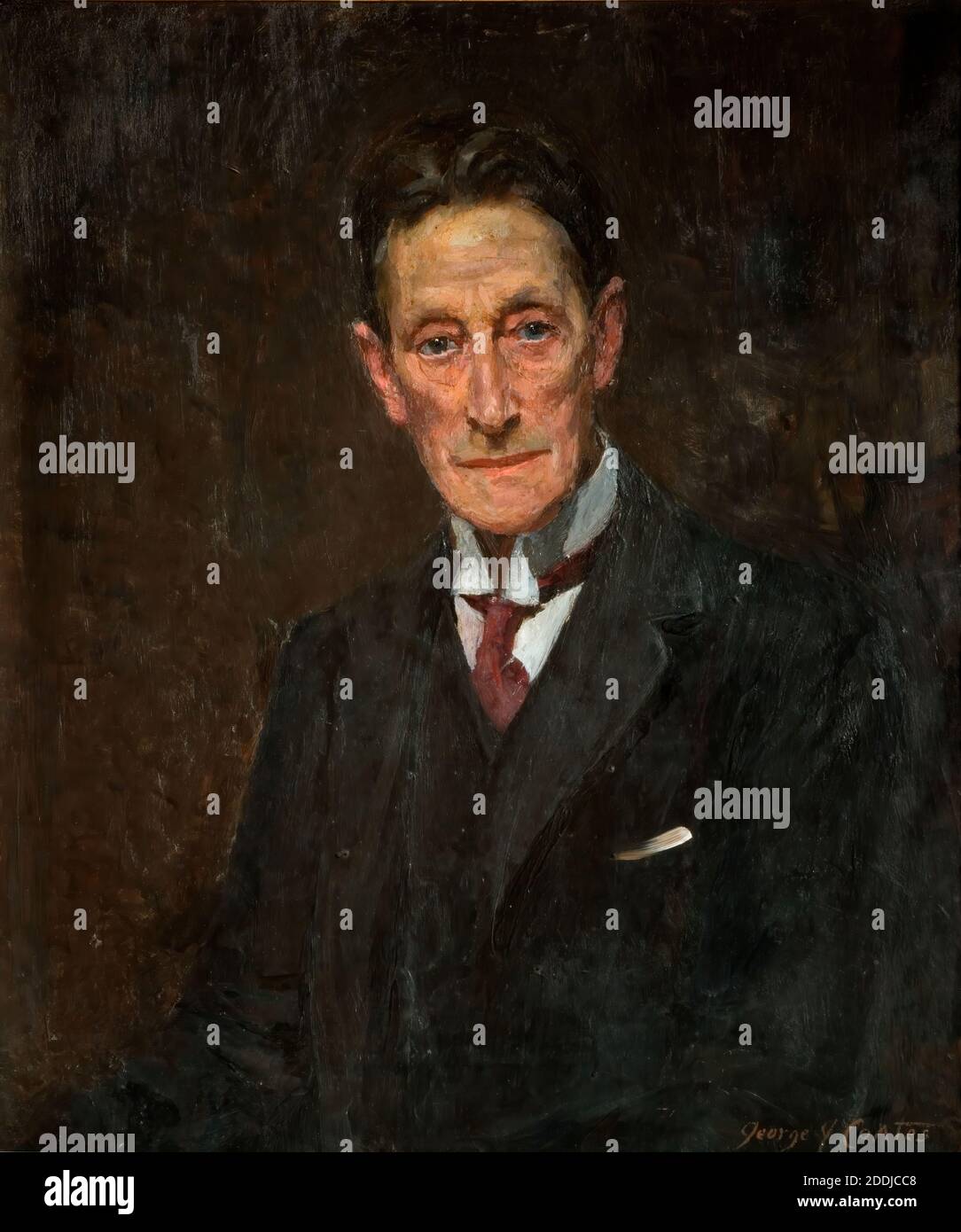 Portrait of Sir Johnston Forbes-Robertson, 1900-1925 George James Coates (d. 1930), Sir Johnston Forbes-Robertson was an actor and theatre manager, Oil Painting, Portrait, Chiaroscuro, Male, Actor, Theatre, Performer Stock Photo