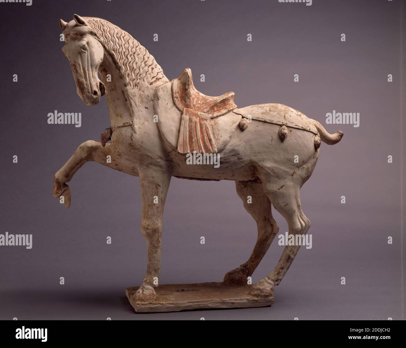 Model of a Prancing Horse, Tang Dynasty 618-907, Applied Arts, Asia, China, Sculpture, Animal, Horse, Ceramics, Earthenware Stock Photo