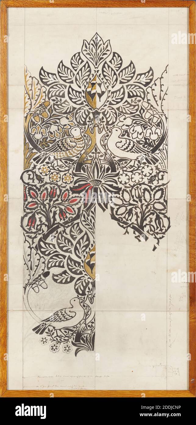 Dove and Rose, 1879. Watercolour, woven fabric design. Artist: William ...