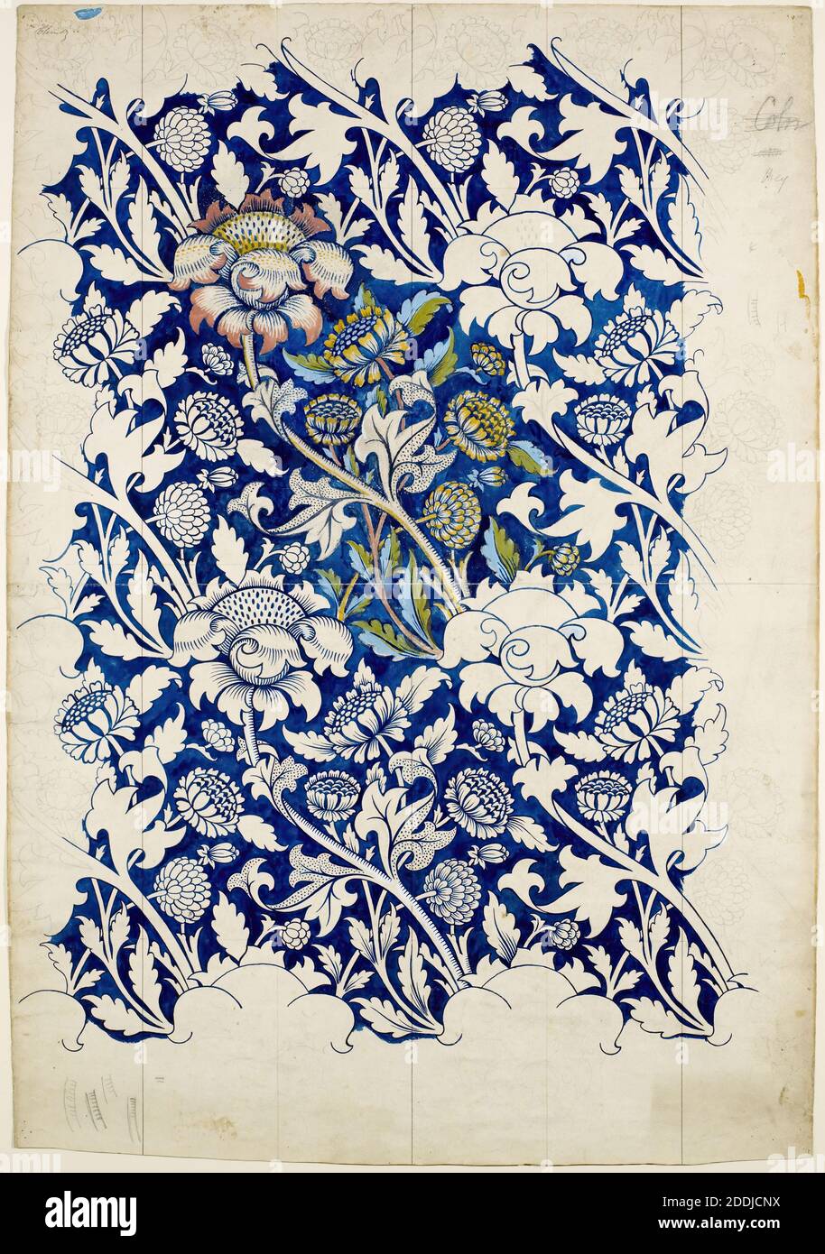 Wey, 1882-83 William Morris Watercolour for Printed Fabric Design, Arts and Crafts, WatercolourPre-Raphaelite, Design, Interior design, Pattern Stock Photo
