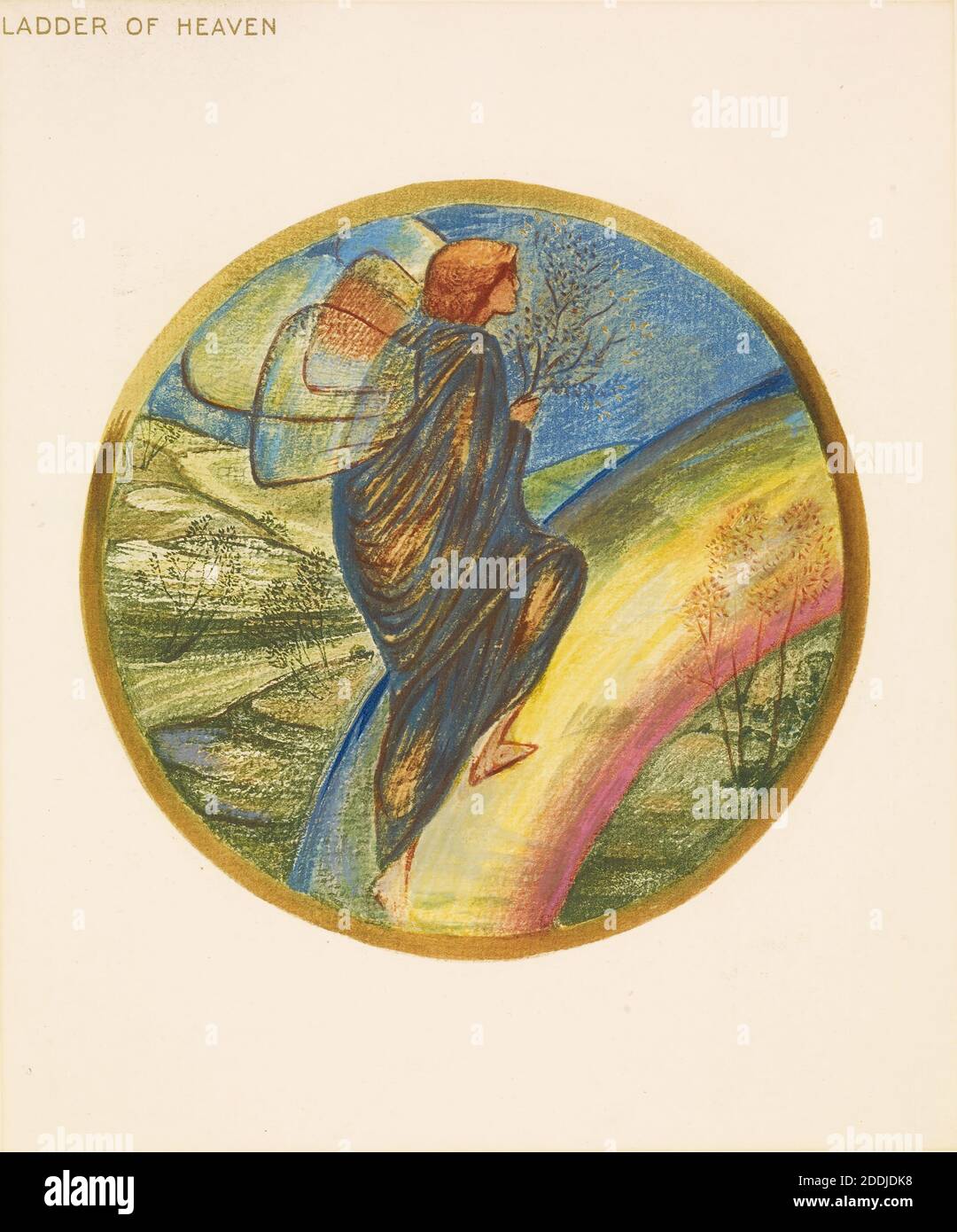 From The Flower Book, Ladder of Heaven, 1905 Sir Edward Burne-Jones, Book, Art Movement, Pre-Raphaelite, Landscape, 19th Century, Flower, Rainbow, Printing, Collotype Stock Photo
