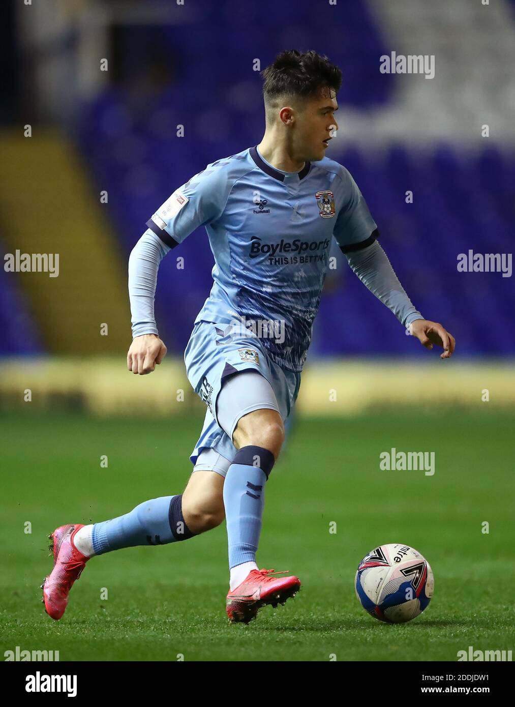 Coventry City's Ryan Giles during the Sky Bet Championship match at St Andrews Trillion Trophy Stadium, Birmingham. Stock Photo