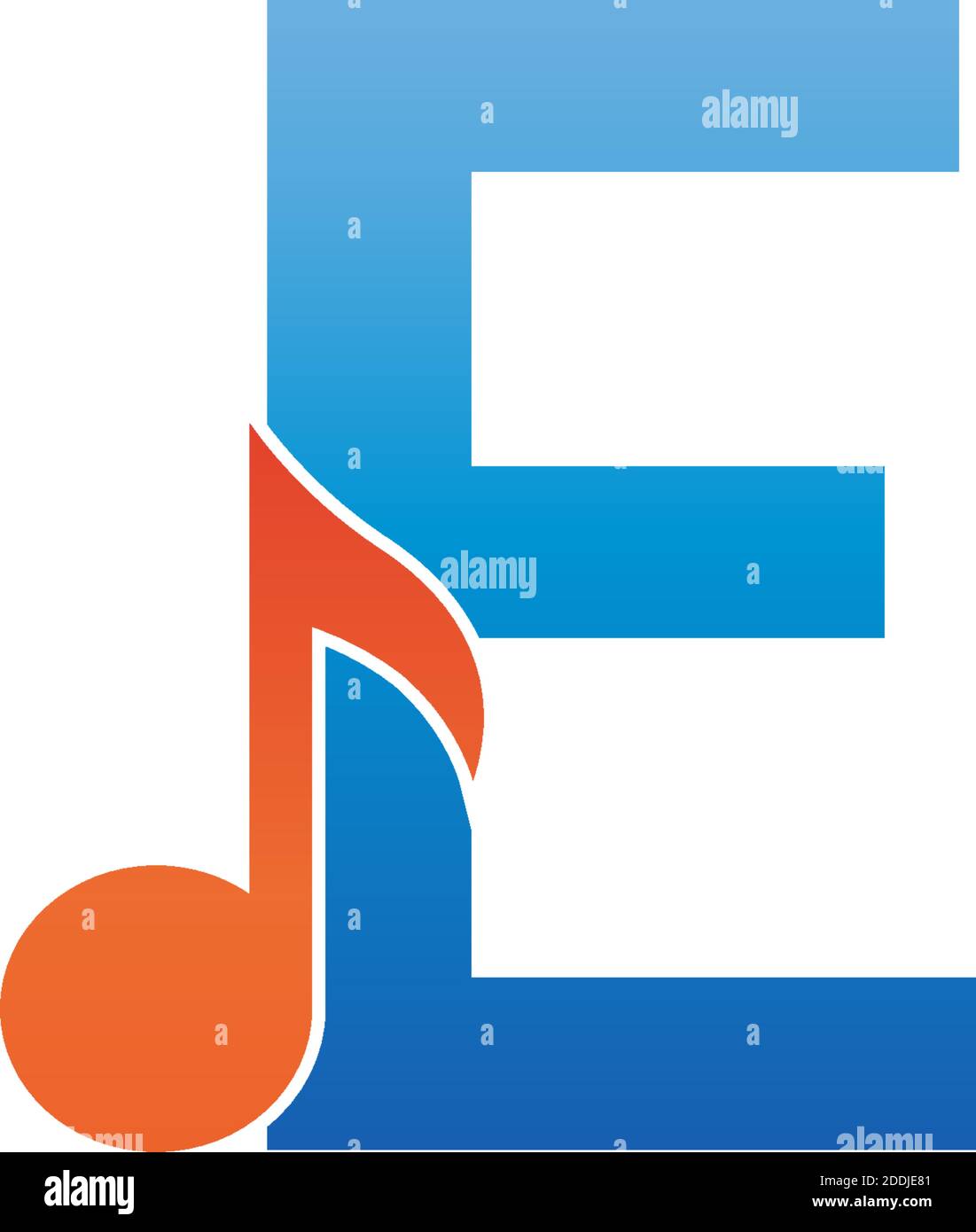 Letter E logo icon combined with note musical design template Stock ...