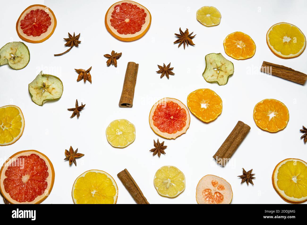 Christmas composition of dried fruits. Christmas, winter, new year concept. Flat lay. Stock Photo