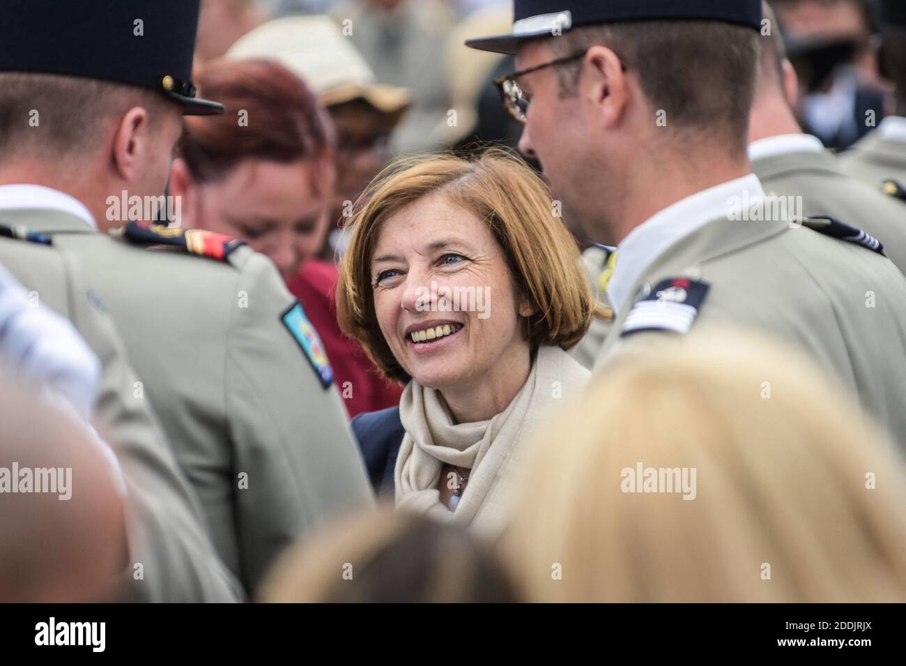 French Defense Minister Florence Parly greets soldiers during the ...