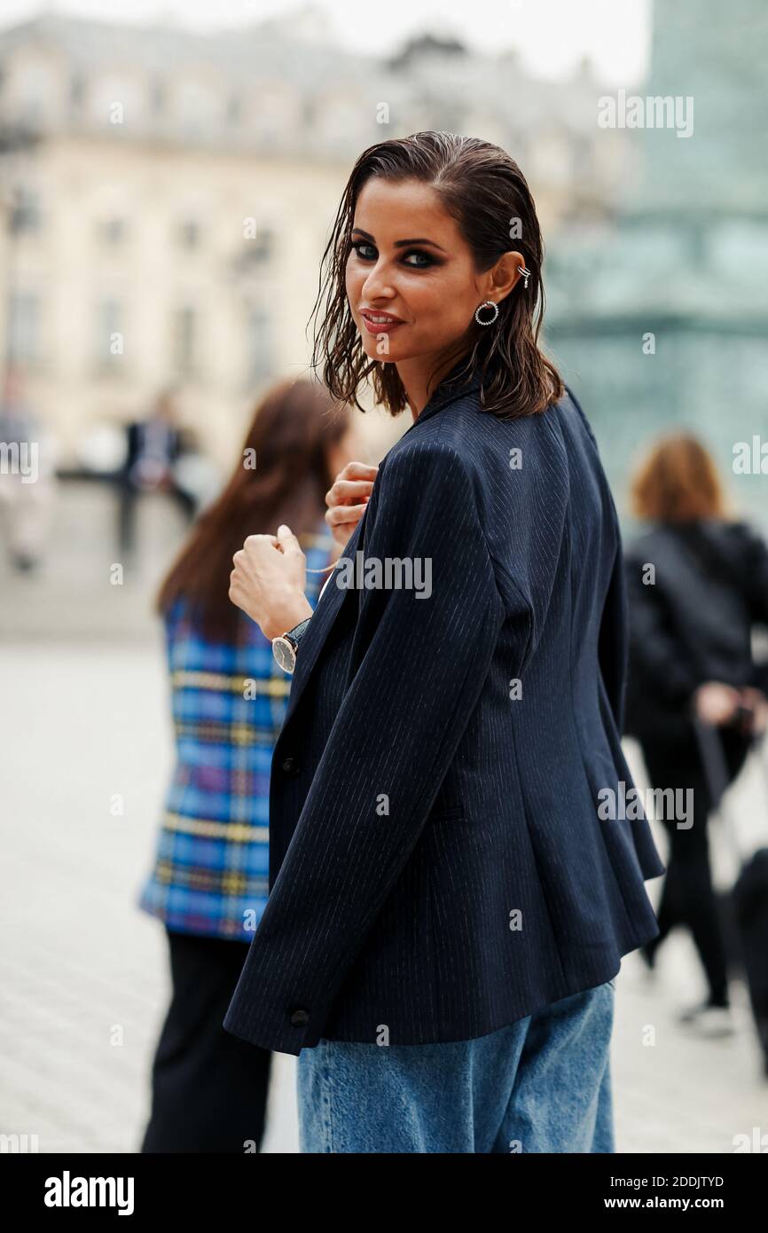 Street style, Malika Menard arriving at Guy Laroche Spring-Summer 2020
