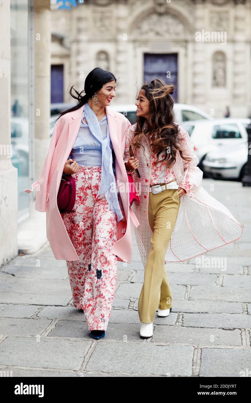 Street style, Melanie Darmon and Noa Souffir arriving at Anais Jourden  Spring-Summer 2020 ready-to-