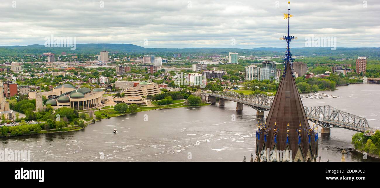 View from above of buildings in Ottawa, Ontario, Canada Stock Photo