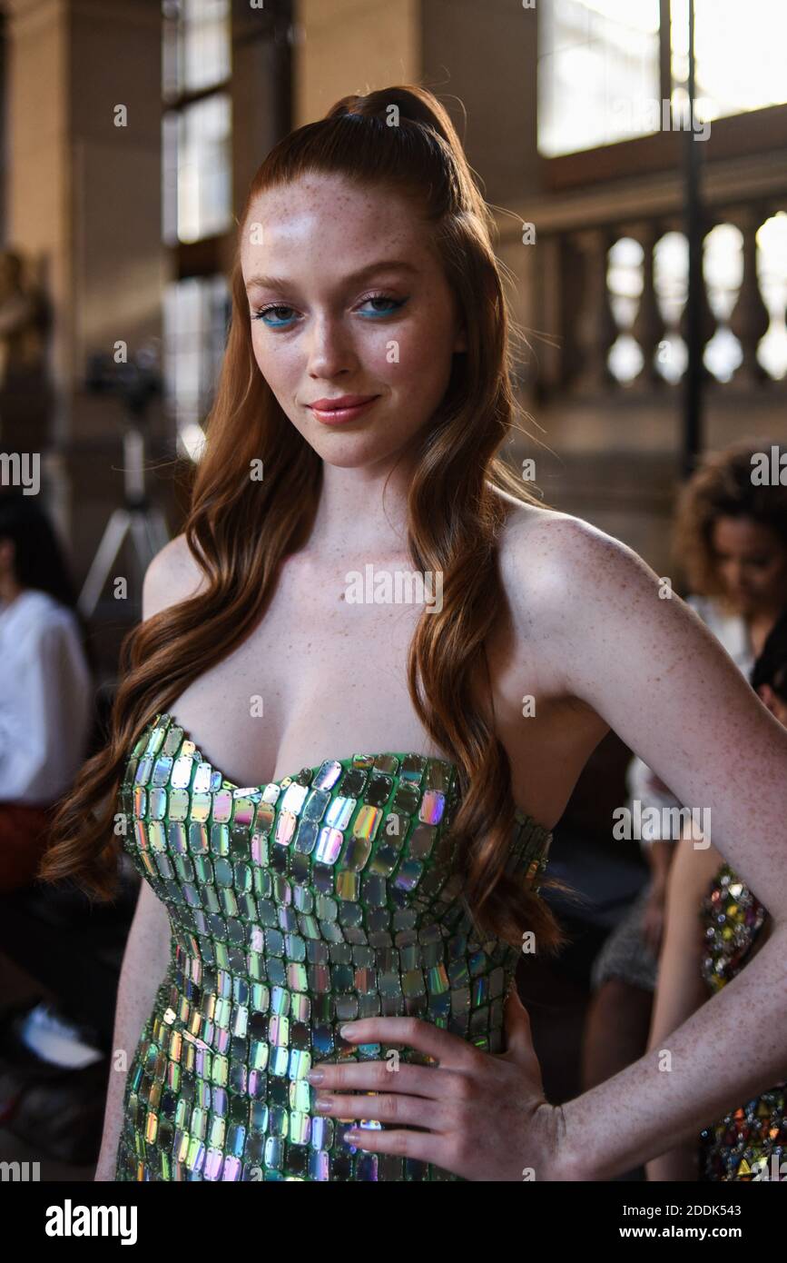Larsen Thompson poses before the Rami Kadi Haute Couture Fall/Winter