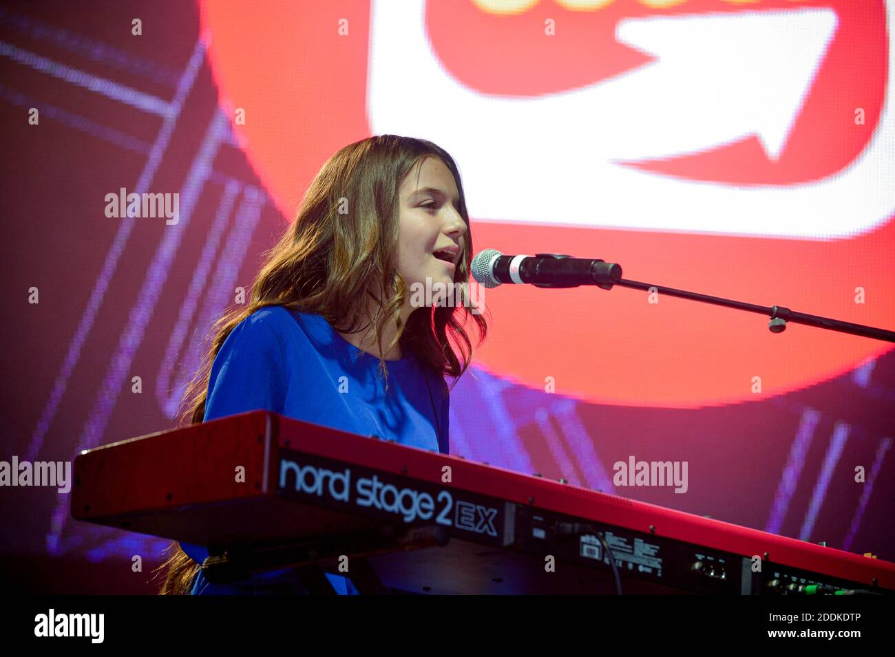 Erza Muqoli performing live on stage during Radio Scoop Music Tour 2019