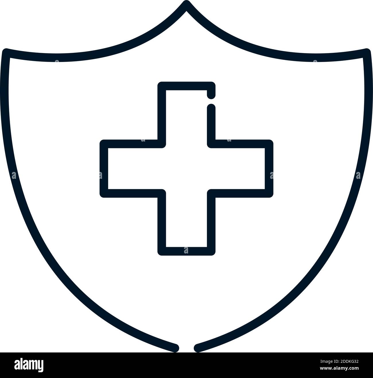 health medical shield cross protection line icon vector illustration ...