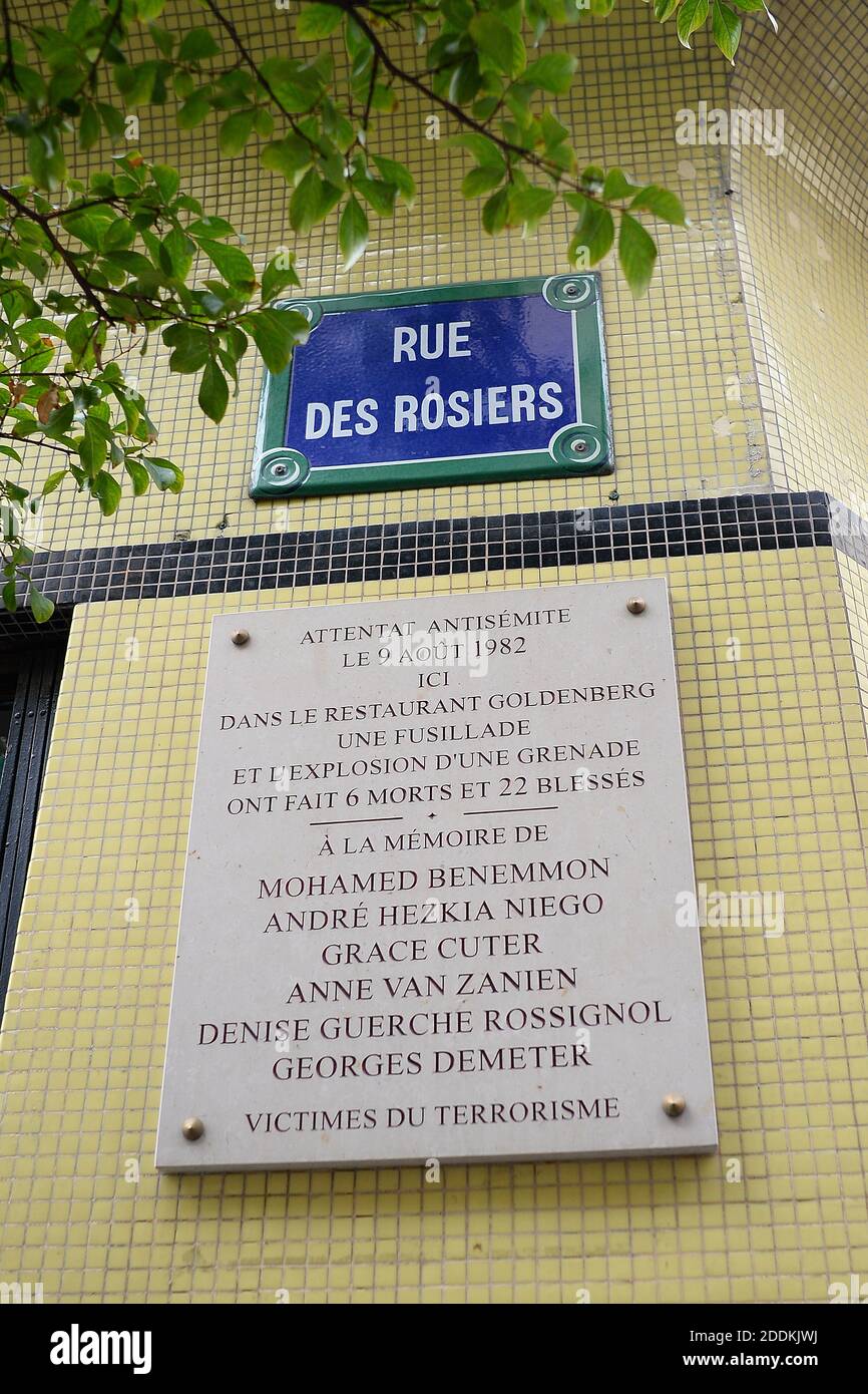 Relatives of victims and members of associations commemorate the 37th  anniversary of the Jo Goldenberg restaurant attack, located at 7, rue des  rosiers, in the Marais district, on August 9, 2019 in