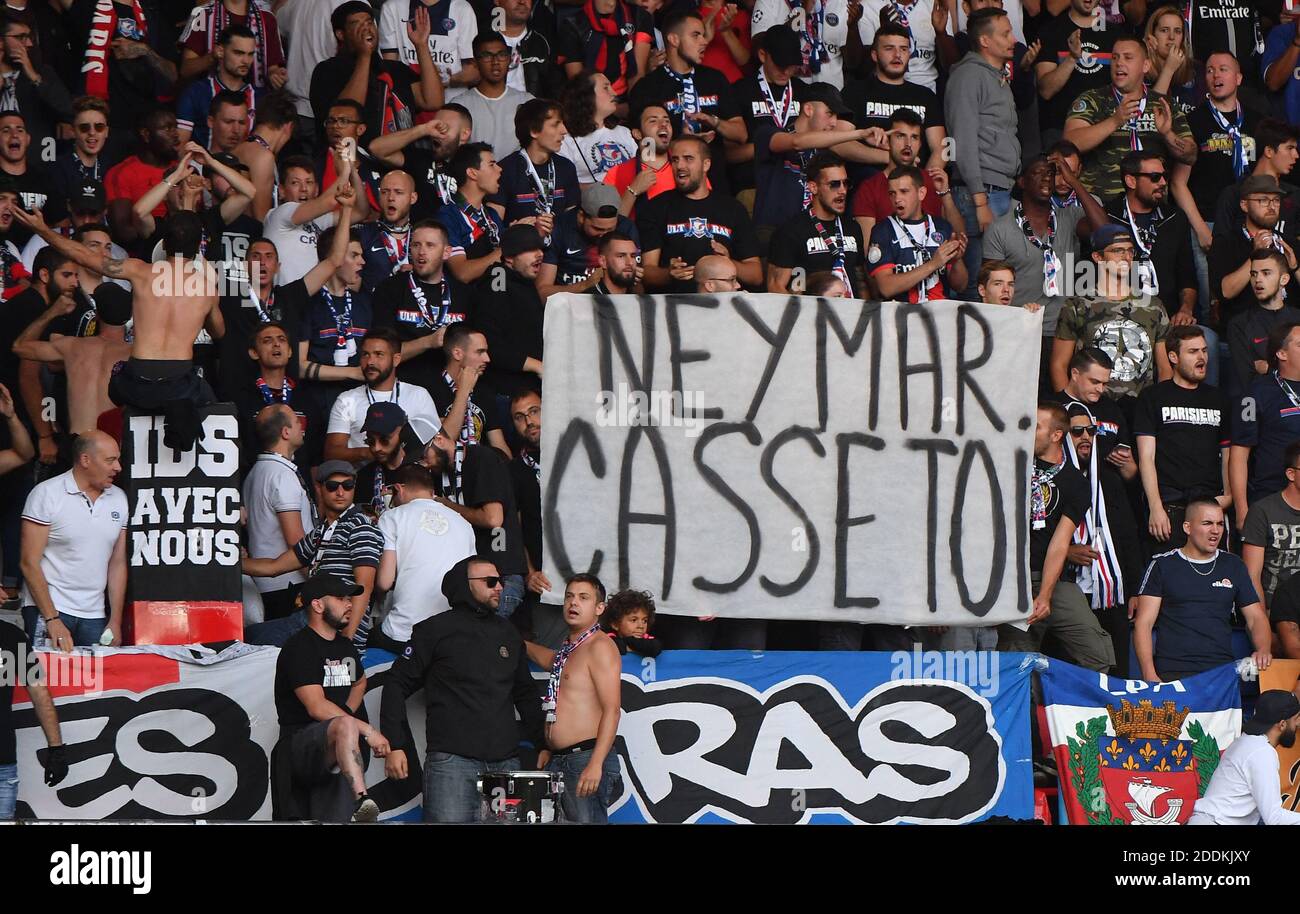 Soccer Fans Hold Banner Reading High Resolution Stock Photography And Images Alamy