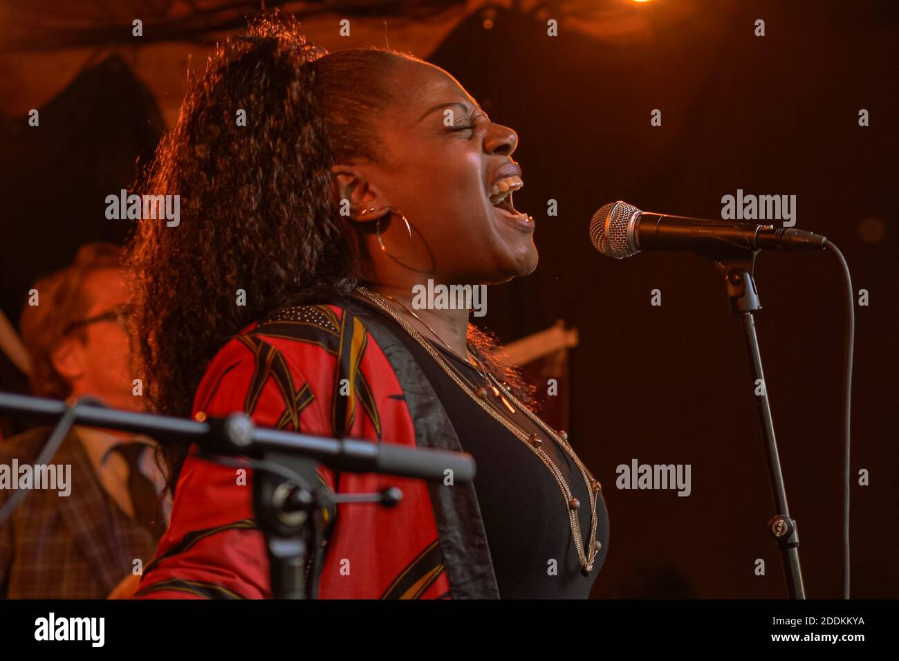 Girl singing playing music in a jazz week festival in Copenhague, Denmark, 2019 Stock Photo