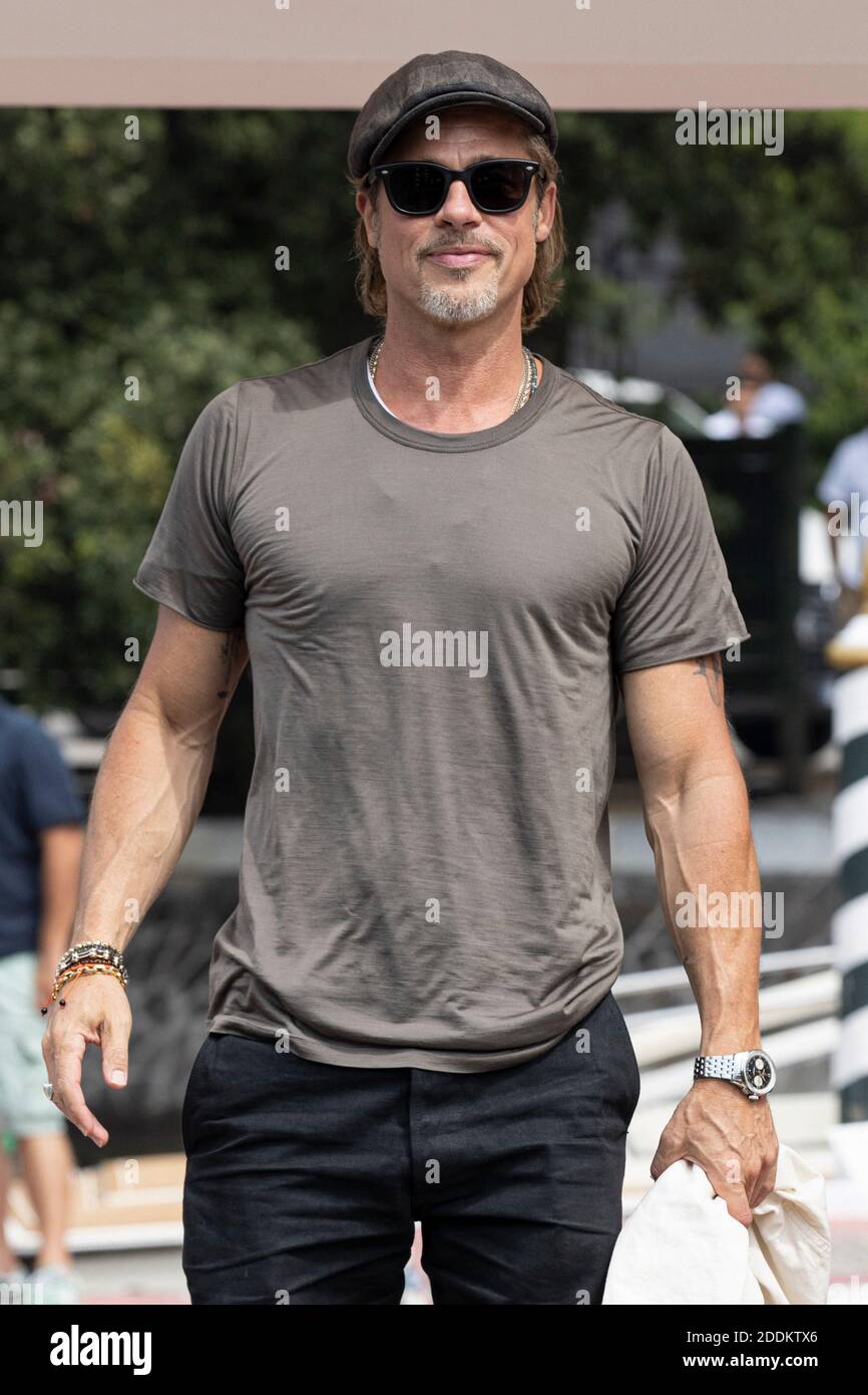 US actor Brad Pitt arrives to the Excelsior Hotel peer during the LXXVI Mostra del Cinema of Venice. Venice on august 28th, 2019. Photo by Marco Piovanotto/ABACAPRESS.COM Stock Photo