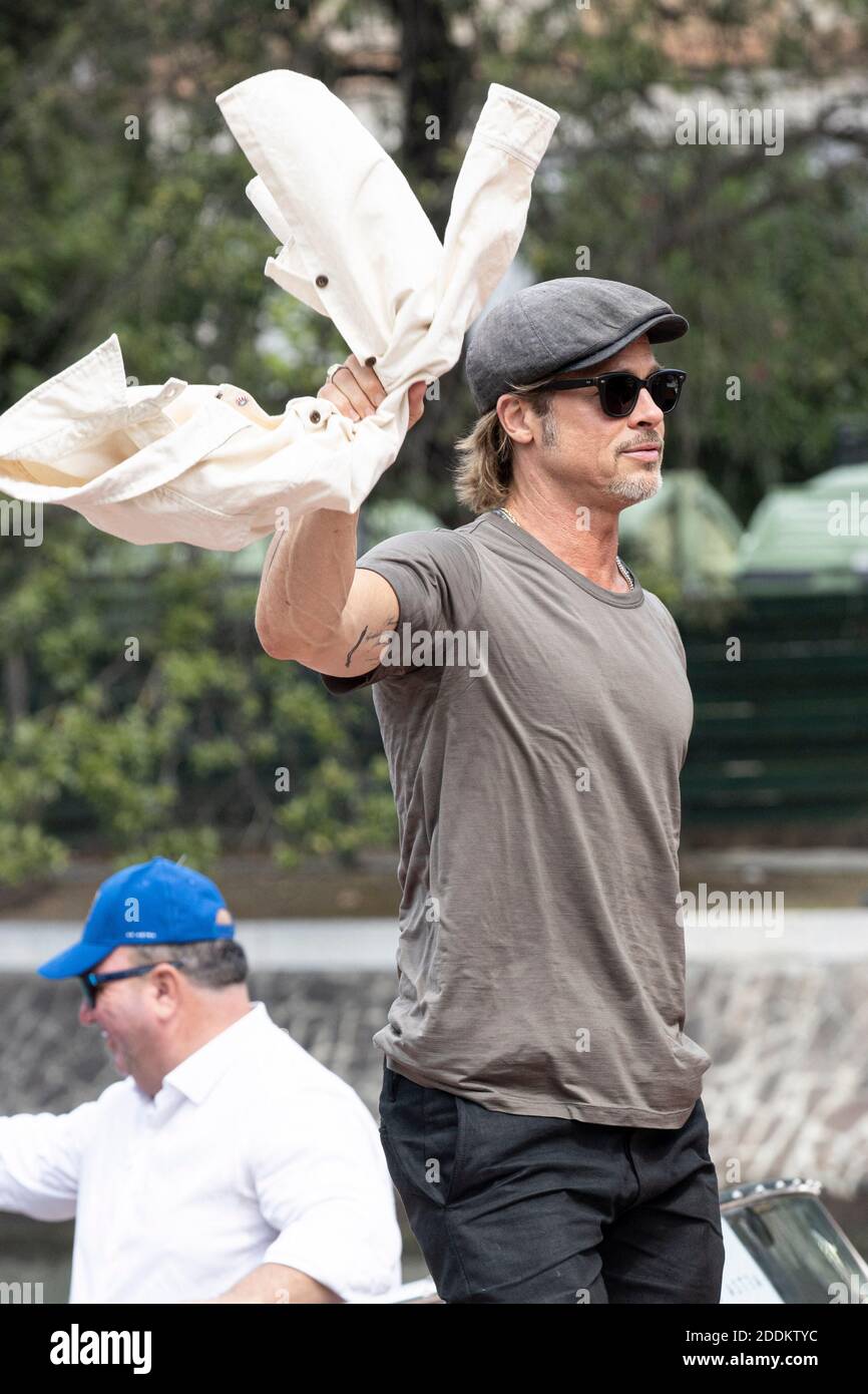 US actor Brad Pitt arrives to the Excelsior Hotel peer during the LXXVI Mostra del Cinema of Venice. Venice on august 28th, 2019. Photo by Marco Piovanotto/ABACAPRESS.COM Stock Photo