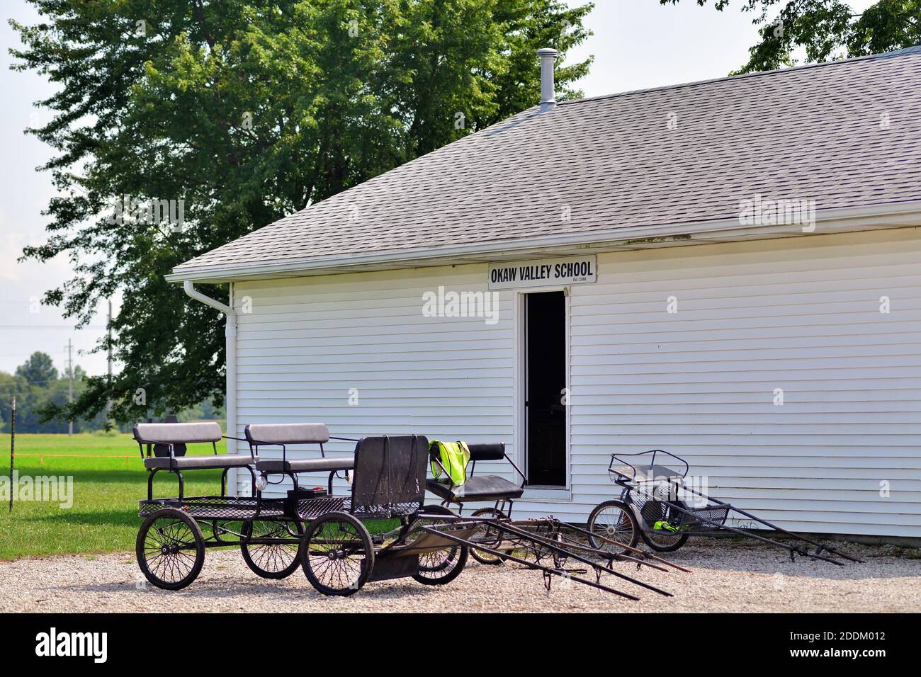 Arcola, Illinois, USA. One room Amish school in central Illinois. The