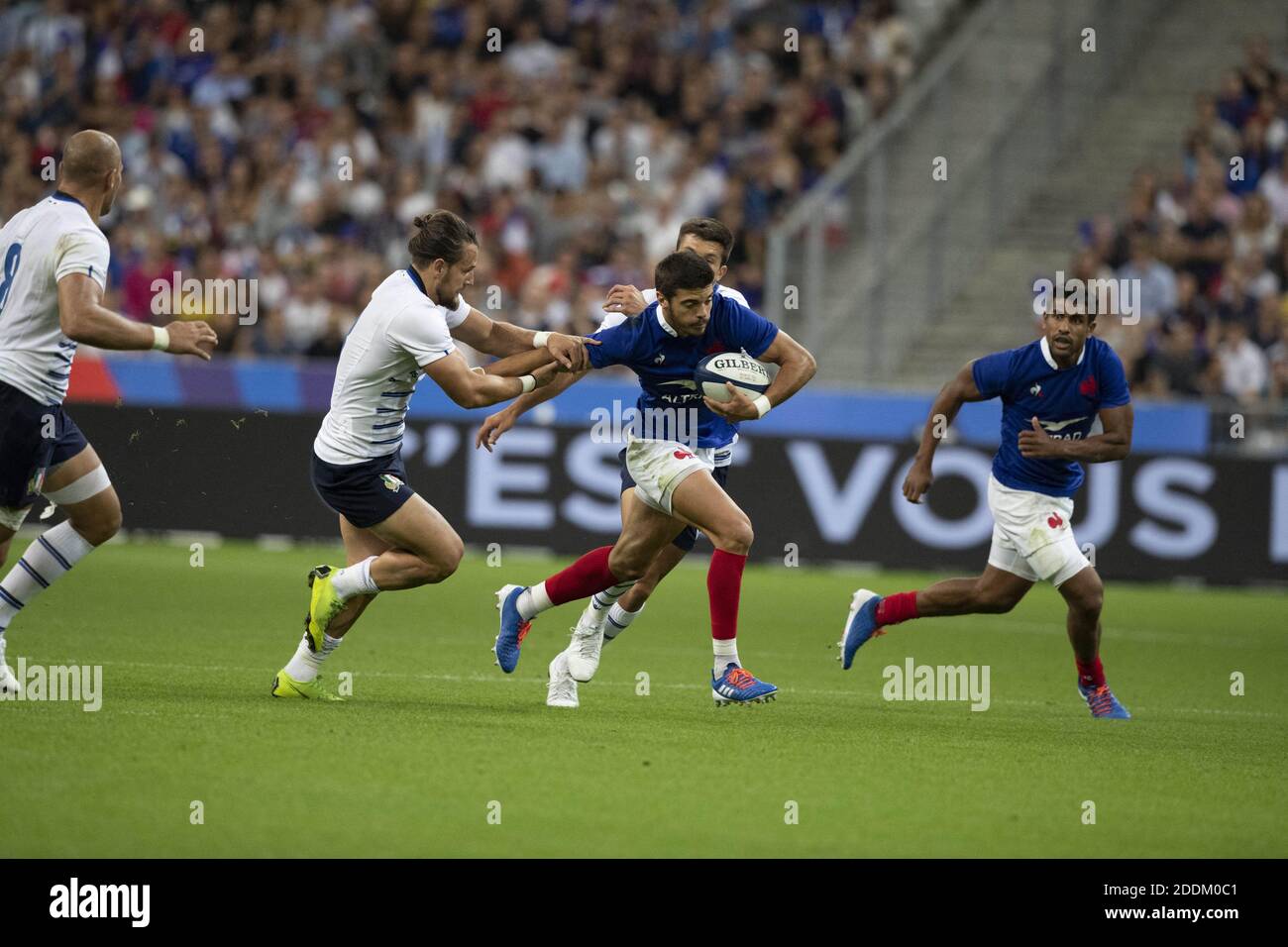 Romain NTAMACK in action during 2019 Rugby World Cup warm-up match France v  Italy at Stade De France on August 30, 2019 in Paris, France. France won  47-19. Photo by Loic Baratoux/ABACAPRESS.COM