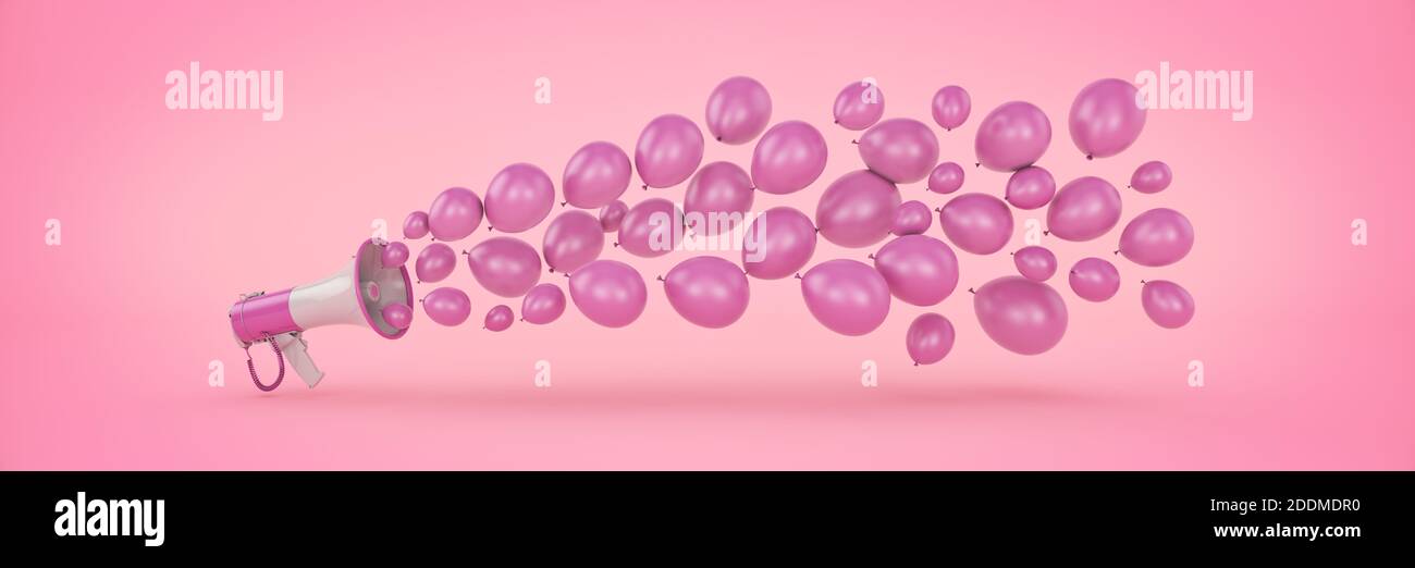 megaphone with balloons. 3d rendering Stock Photo - Alamy