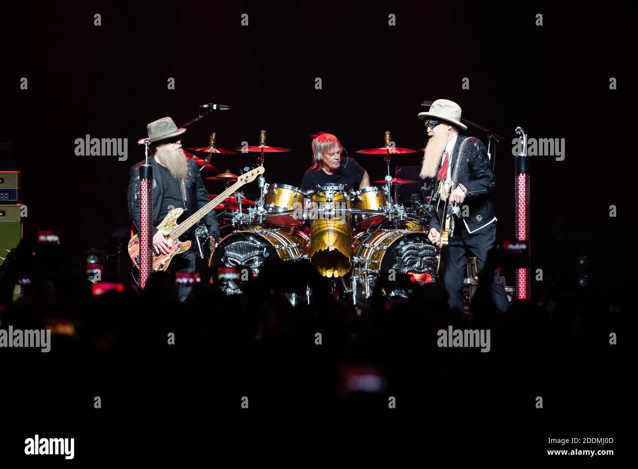 ZZ Top performing in concert as part of the 53nd Montreux Jazz Festival