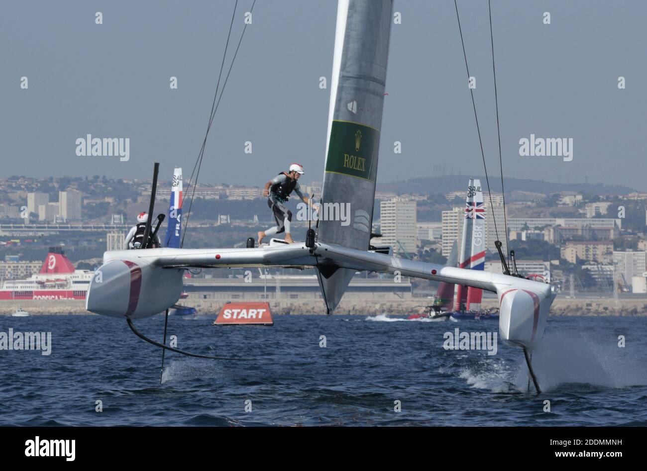 The SailGP F50 catamaran in racing during SailGP final in Marseille ...