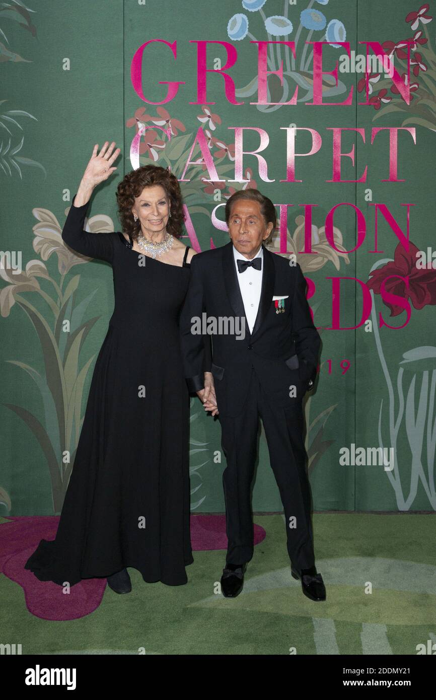 Sophia Loren and Valentino Garavani attend the Green Carpet Fashion Awards  during the Milan Spring/Summer 2020 Fashion Week on September 22, 2019 in  Milan, Italy. Photo by Marco Piovanotto/ABACAPRESS.COM Stock Photo -