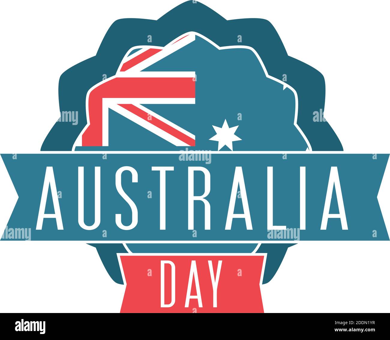 australia day, flag in stamp round style with ribbon vector ...