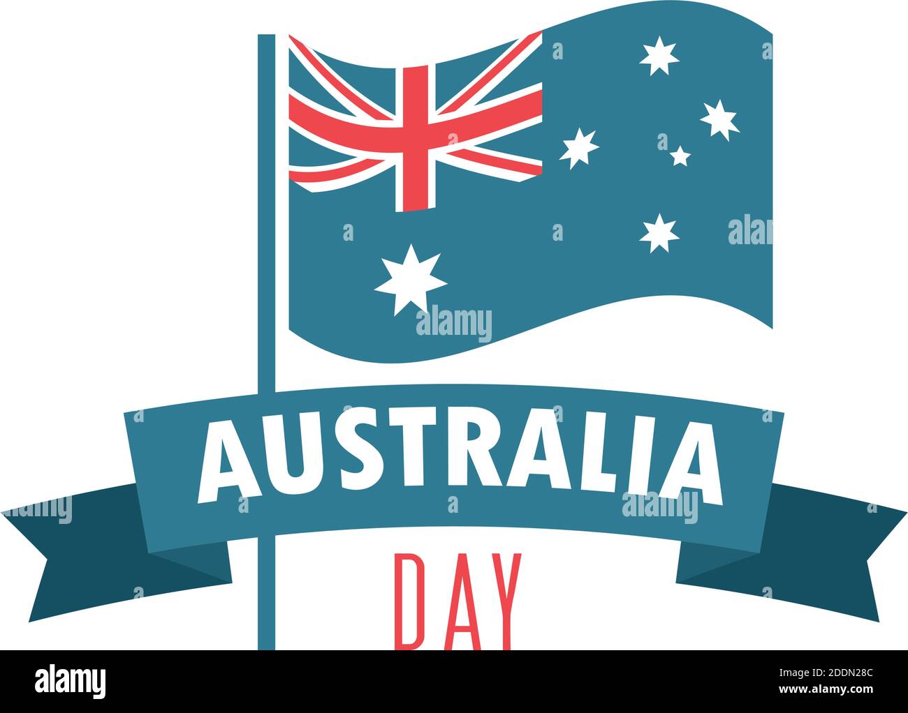 australia day, flag national and ribbon celebration vector illustration ...