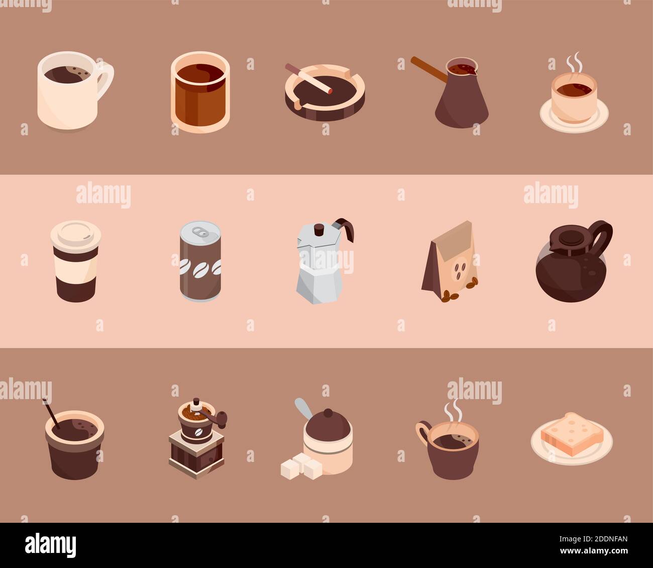 alternative coffee brewing methods isometric icons design vector
