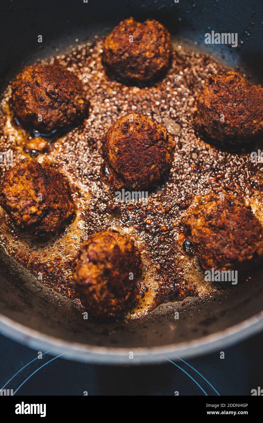 healthy plantbased food recipes concept, vegan meatballs made of black