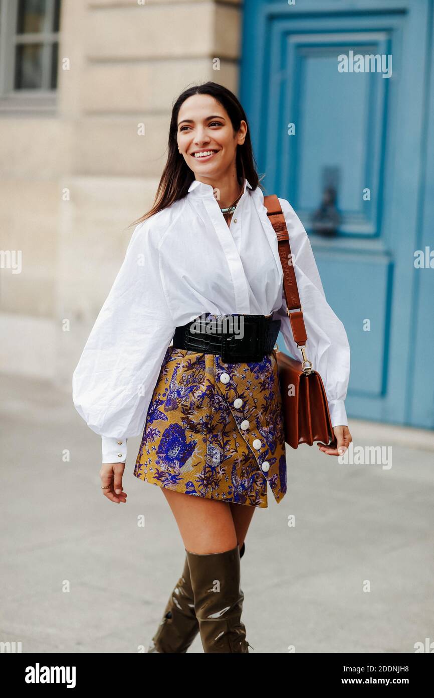 Street style, Sofya Benzakour arriving at Guy Laroche Spring-Summer ...