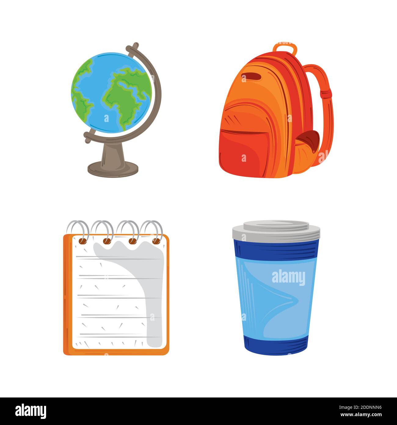 back to school education icon set globe map backpack notepad and coffee ...