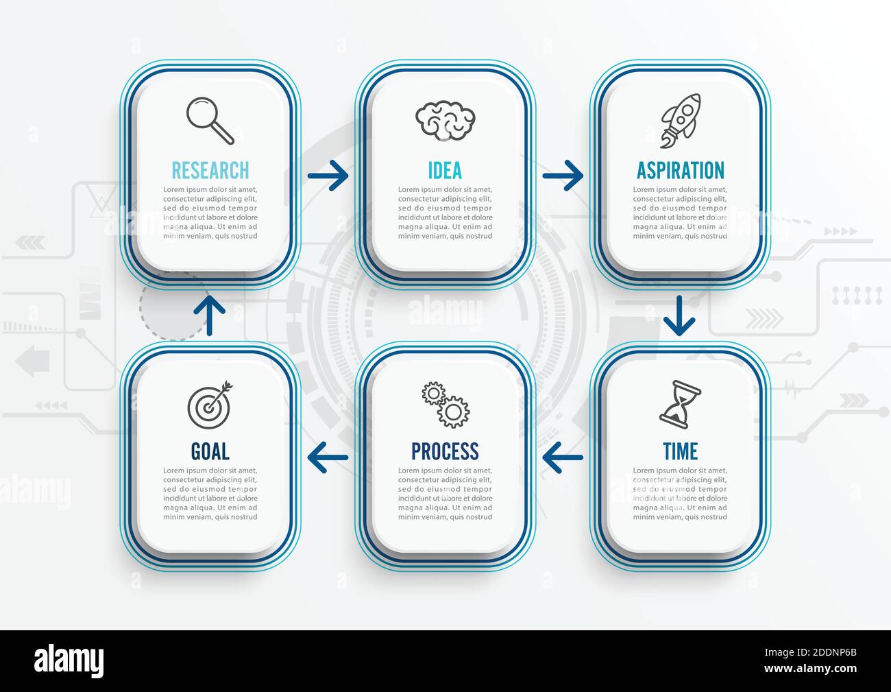 Vector infographic template with icons and 6 options or steps. Infographics for business concept. Can be used for presentations banner, workflow. Stock Vector