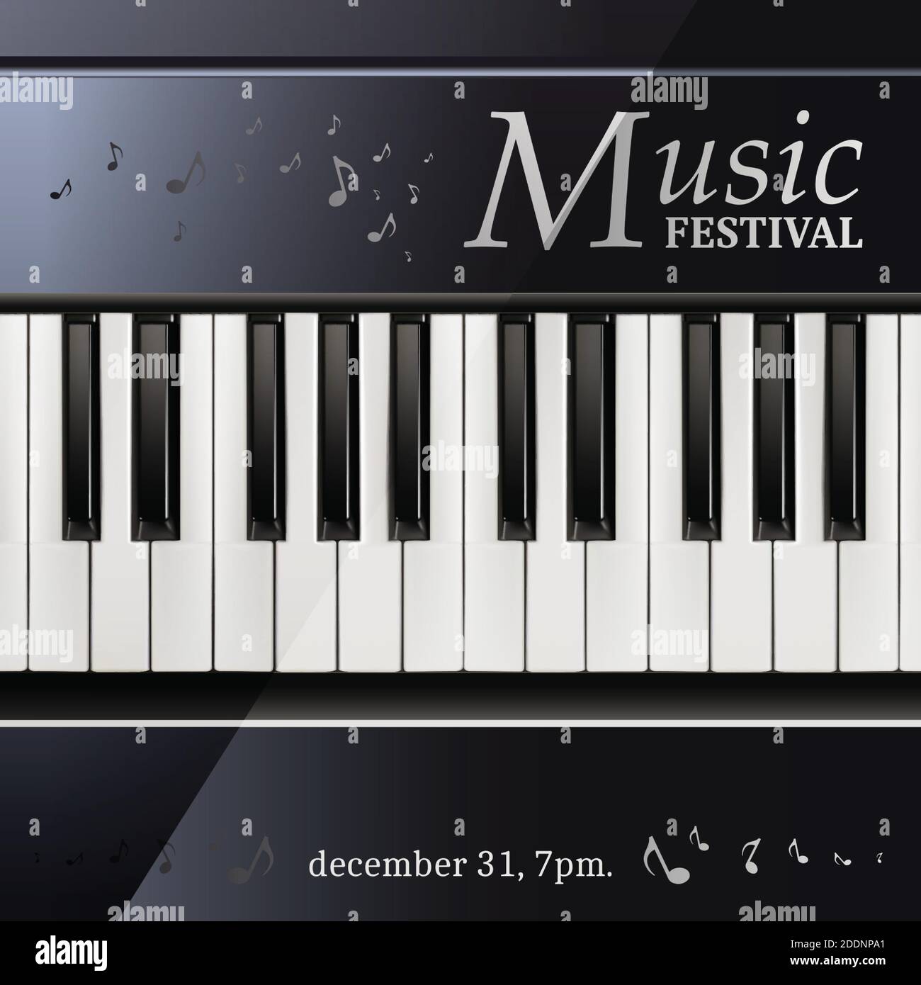3d realistic vector music festival poster piano with keyboard black and  white Stock Vector Image & Art - Alamy