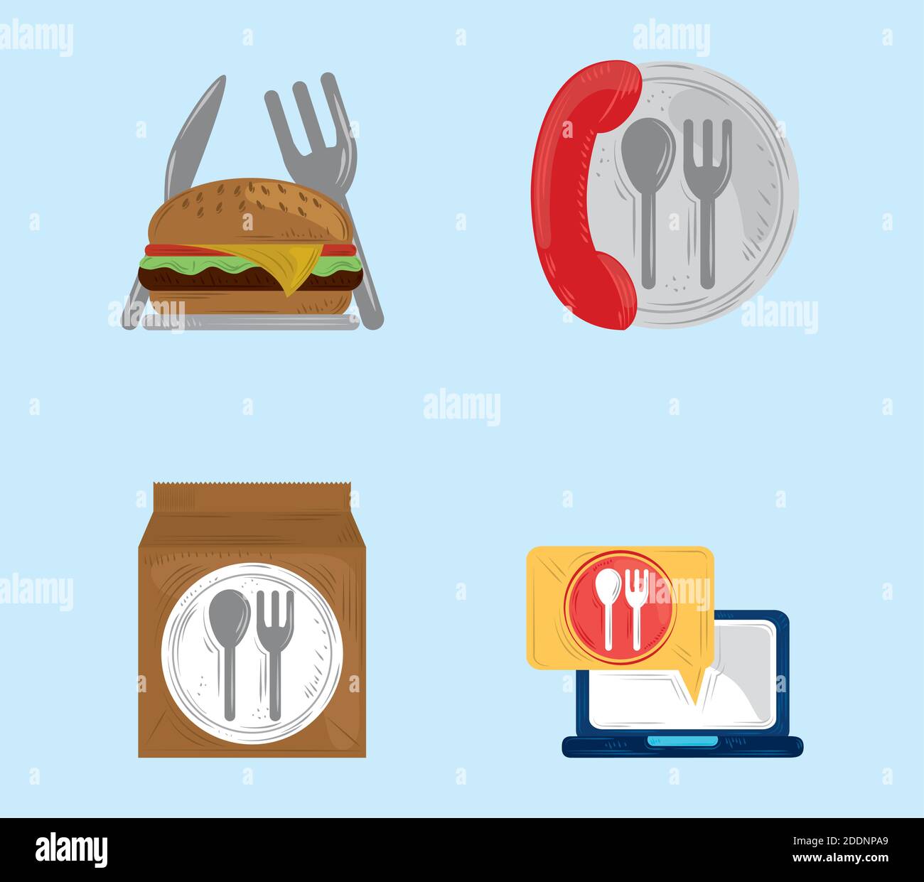 fast delivery service icon set restaurant food order vector ...