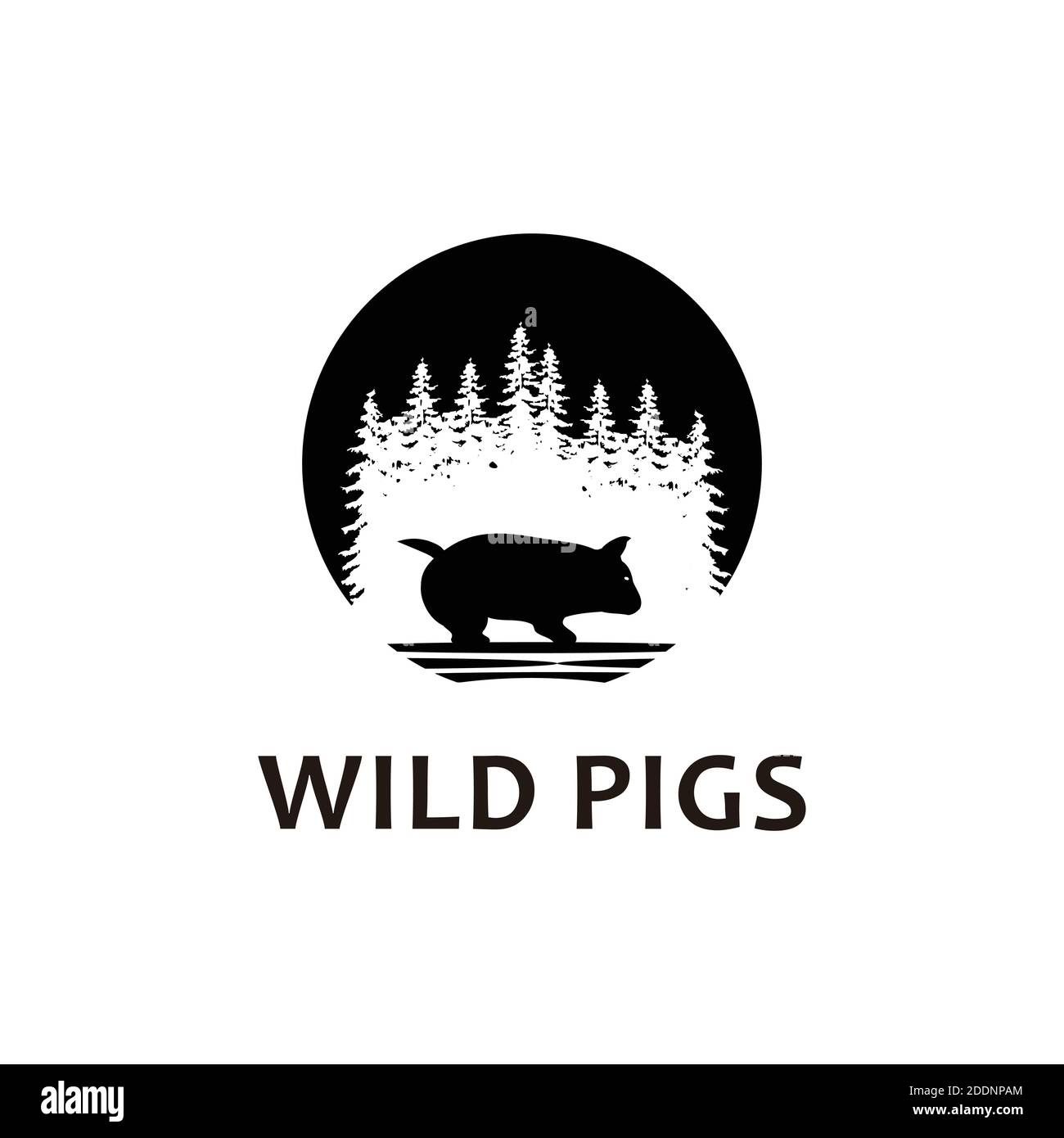 wild pig logo icon silhouette Stock Vector