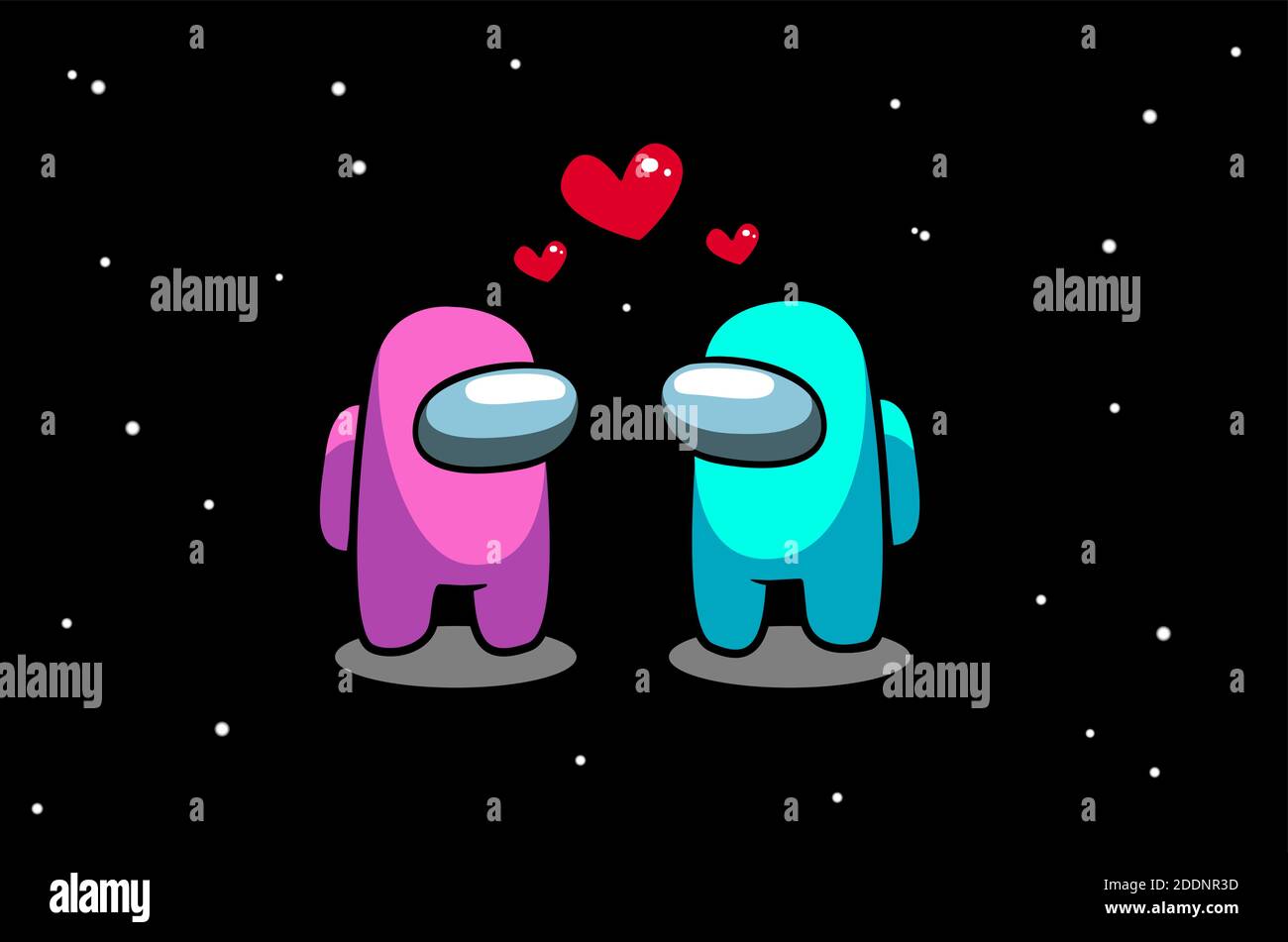 Vector Design Of Love Among Us Between Characters Two Characters In Love On A Starry Night Sky Space Background Stock Vector Image Art Alamy