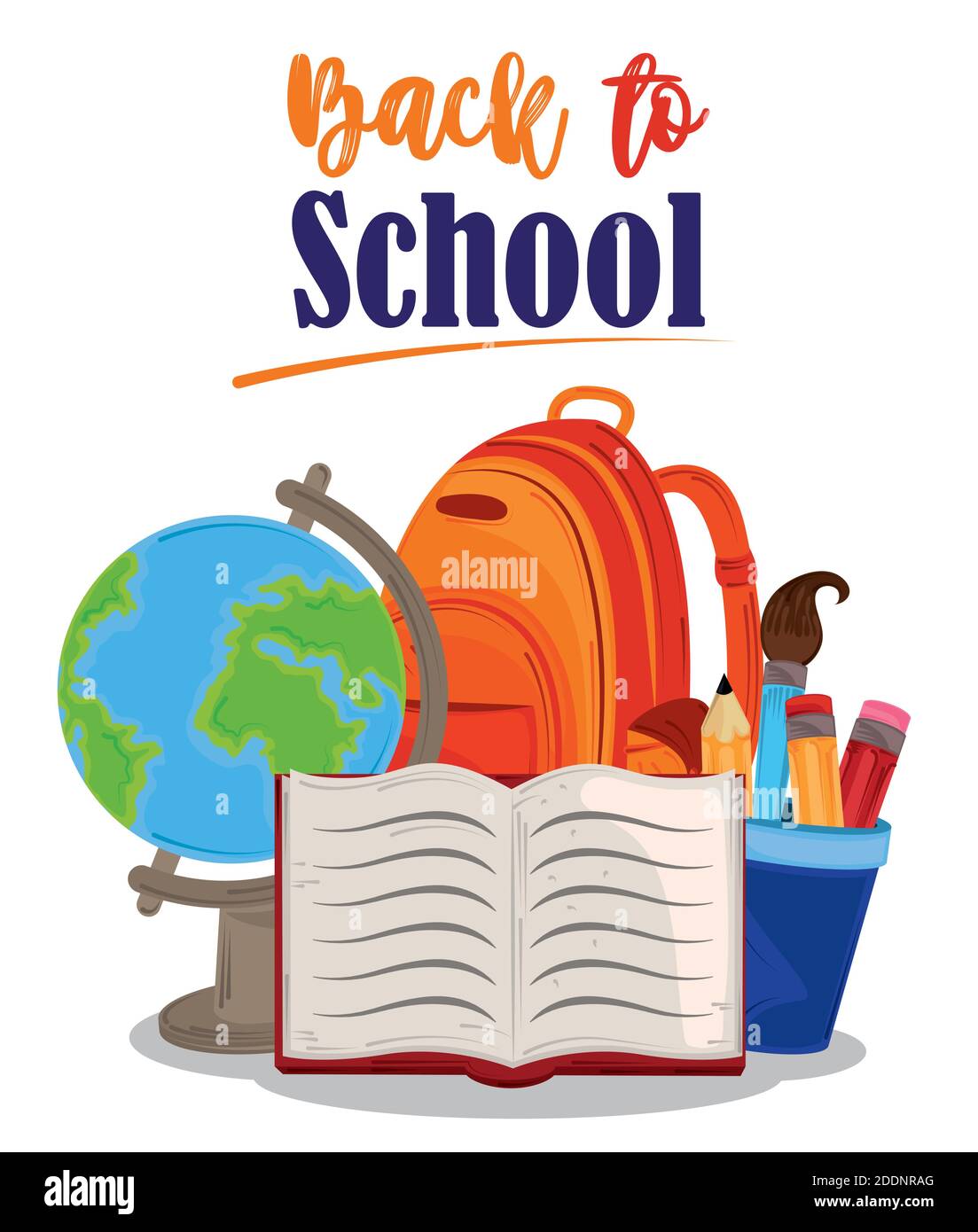 back to school globe map backpack book and pencils education vector ...