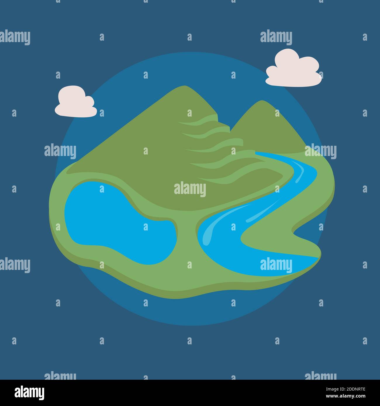 Icono de lagos y ríos de la sierra andina a color, ideal para señalética de zonas arqueológicas. Ilustración vectorial. Stock Vector