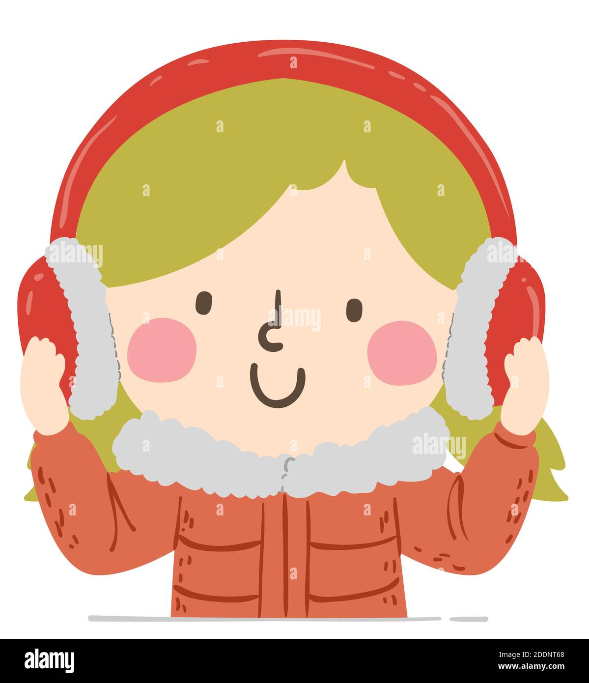 Illustration of a Kid Girl Wearing Ear Muffs for Winter Fashion Stock