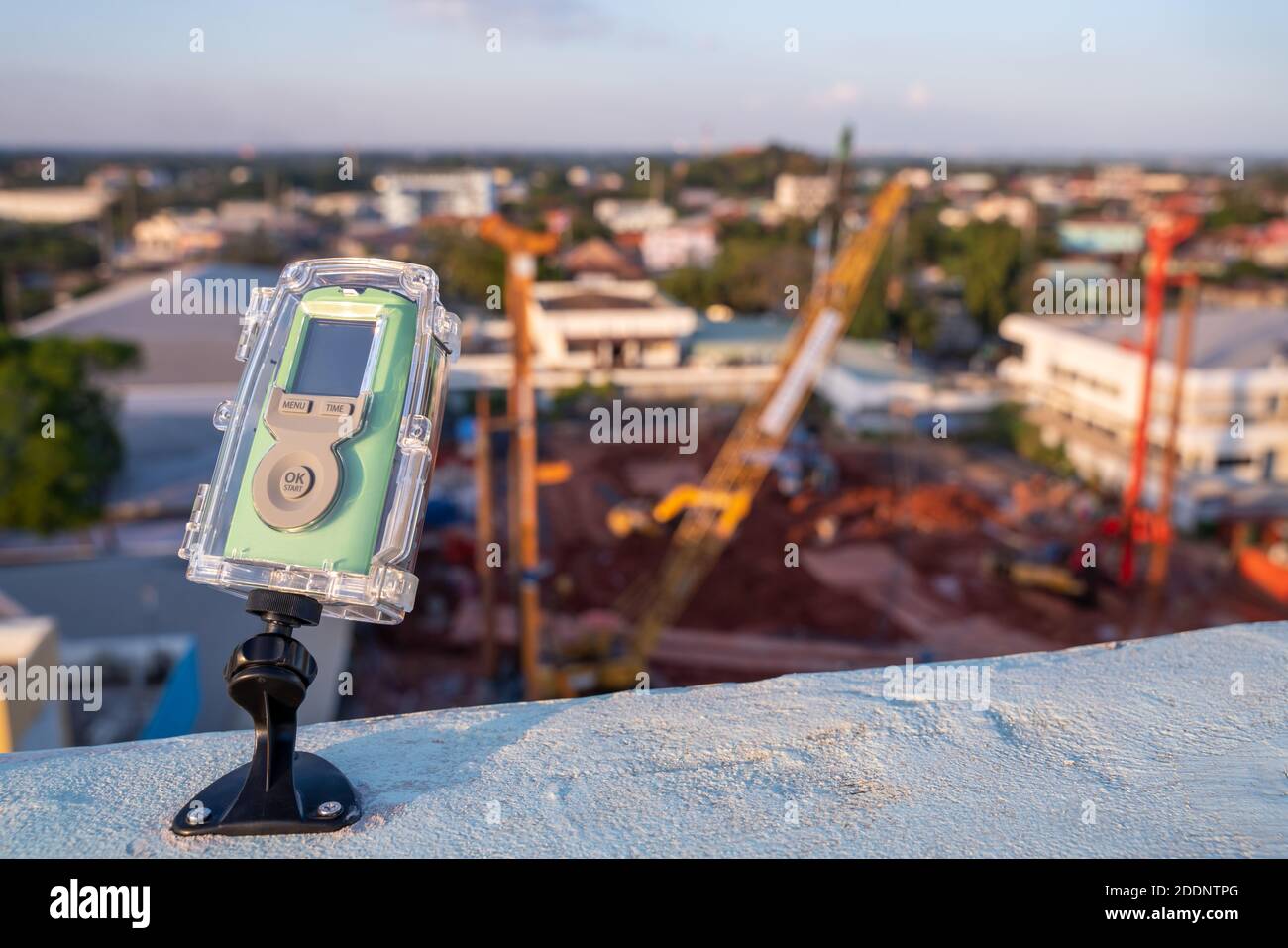 Camera shooting time lapse video construction weather resistant in the