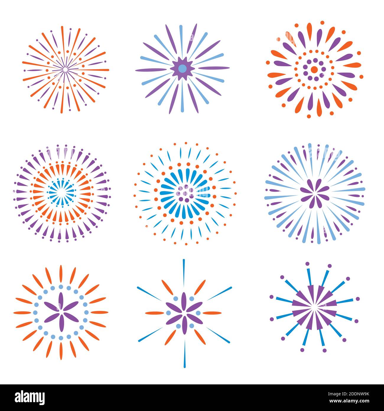 Festive fireworks. Celebration party firework, festival firecracker and, holiday feast celebrated colorful sky fire explosion stars, birthday or Xmas Stock Vector