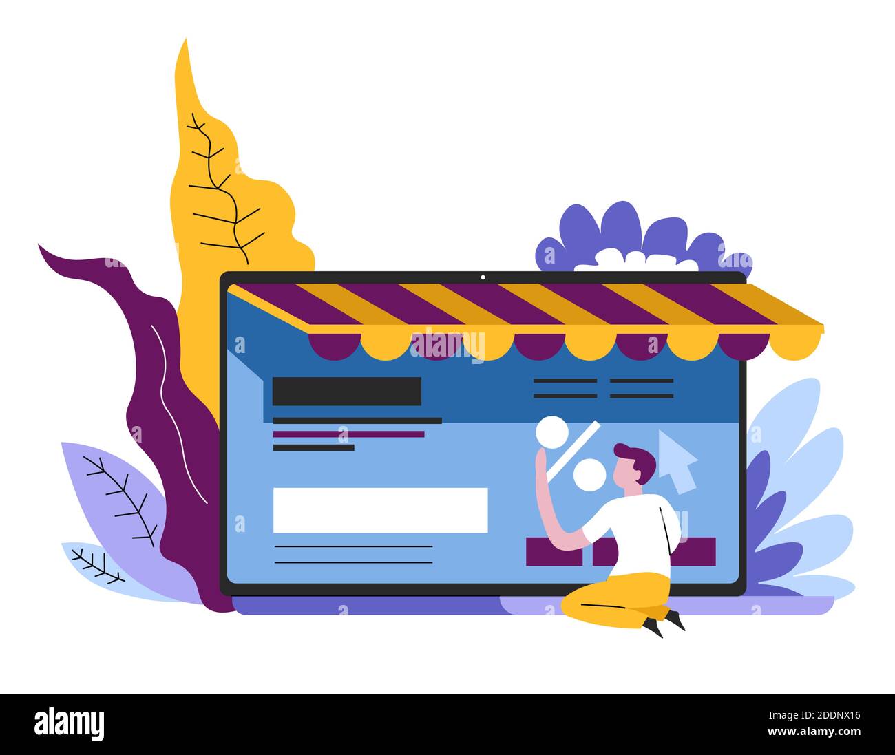 Online shopping Internet store page on computer screen or tablet Stock Vector