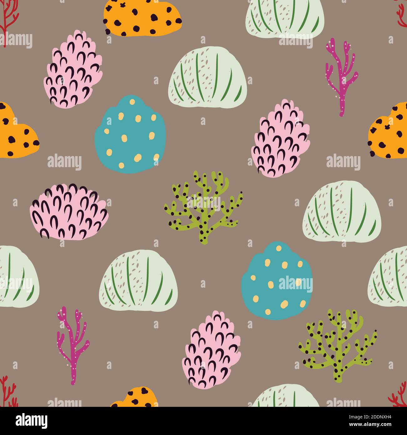 Bright underwater seamless pattern with beautiful corals Stock Vector ...