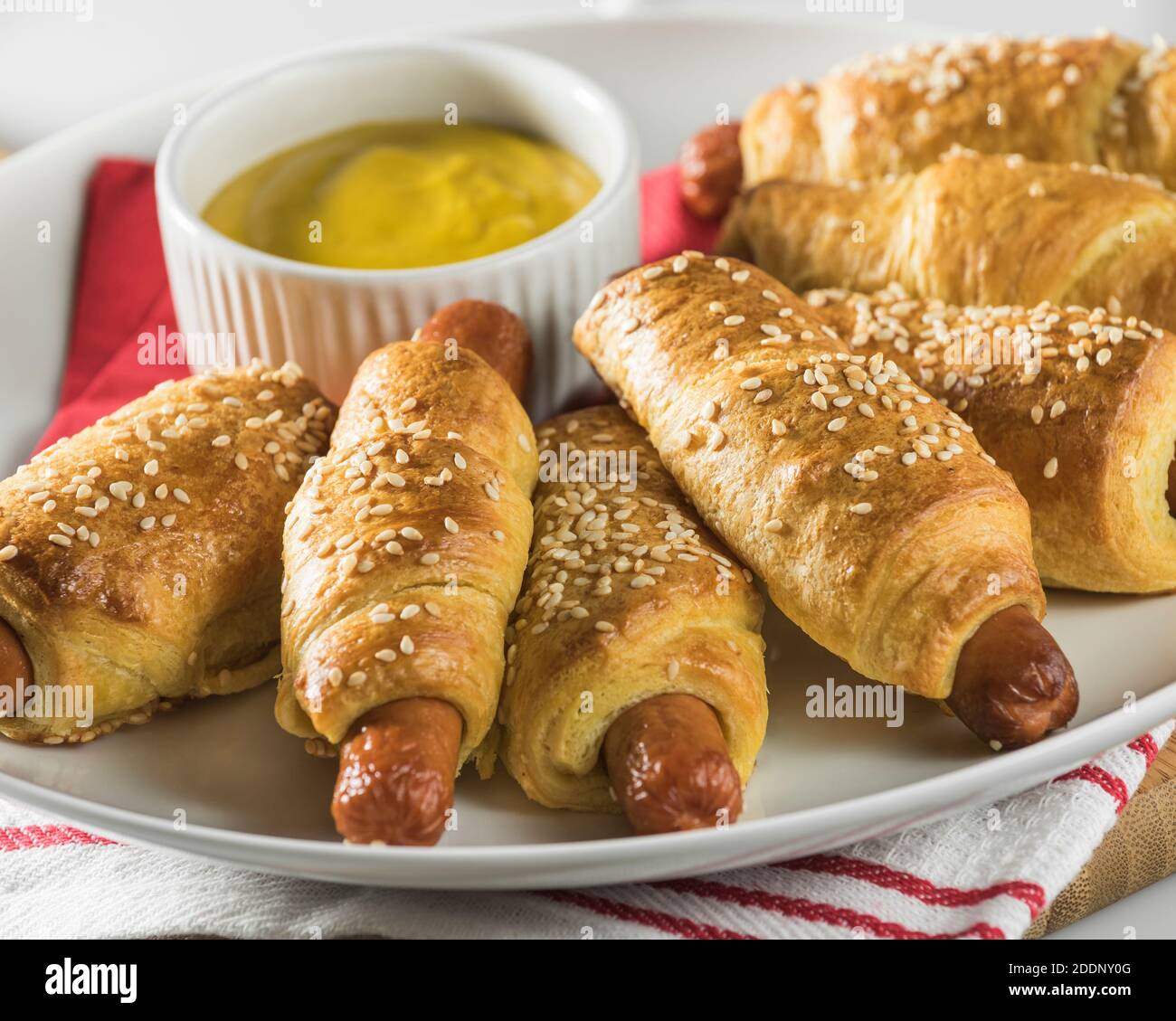 Crescent dogs. Hot dog croissant pastries Stock Photo Alamy
