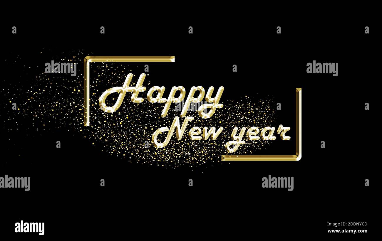 Happy new year presentation theme, 3D text with nice golden particles ...