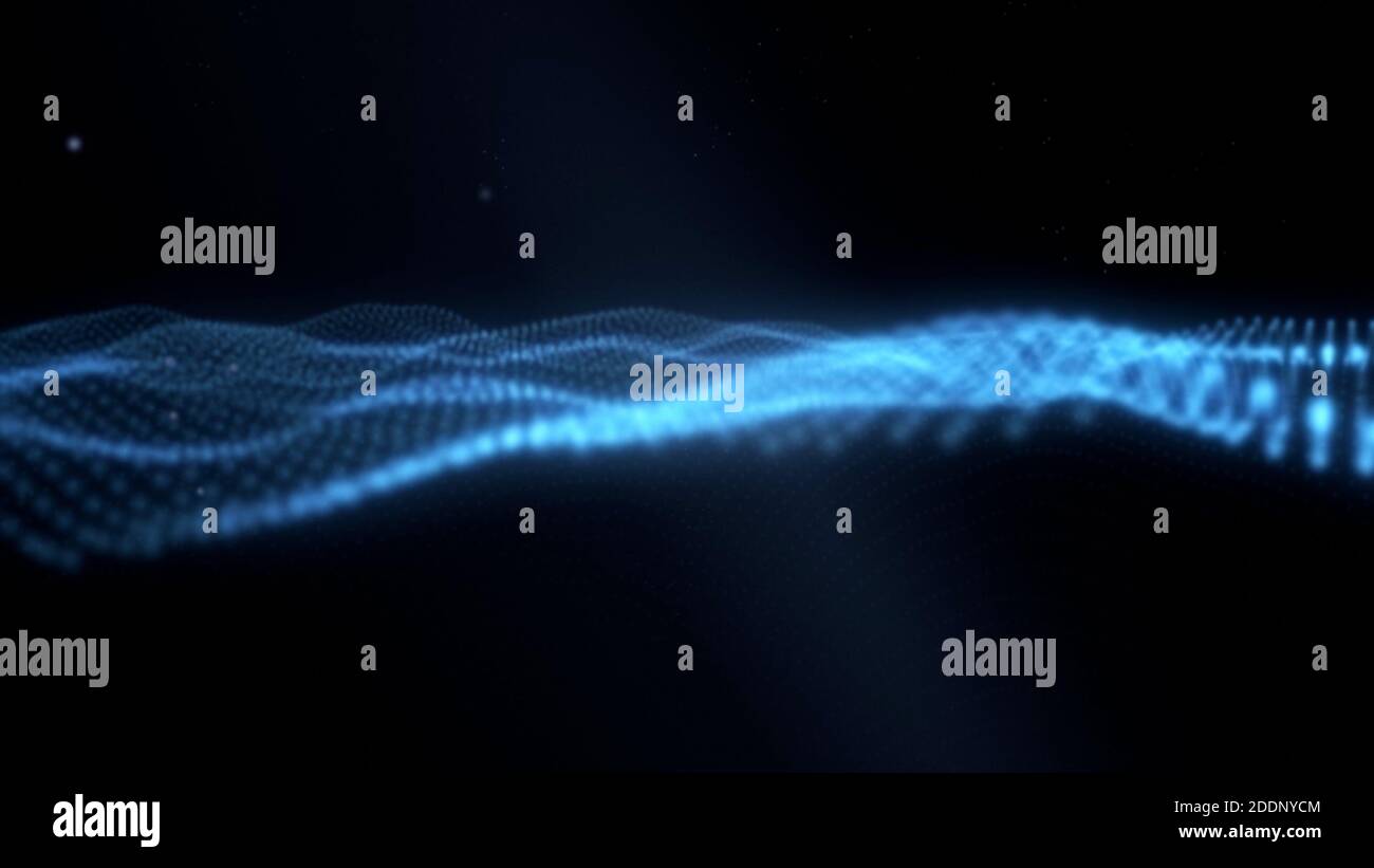 Abstract Dynamic digital particle wave patterns with glowing light effect, abstract background , technology and business presentation background.4k Stock Photo