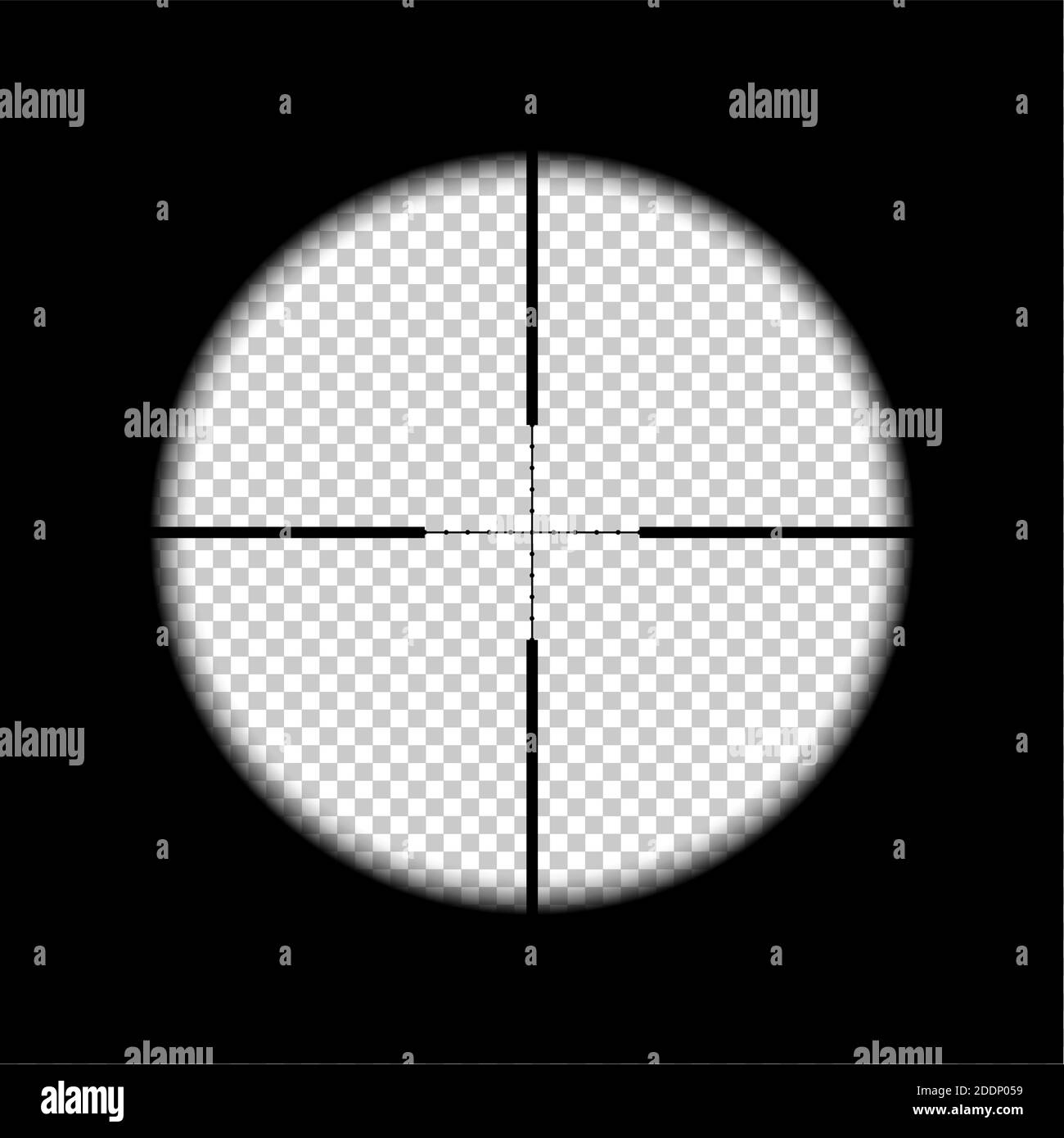 Aiming for target on rifle black background. Sight view of sniper vector illustration. Optical crosshair zoom symbol. Optic viewfinder in action on Stock Vector