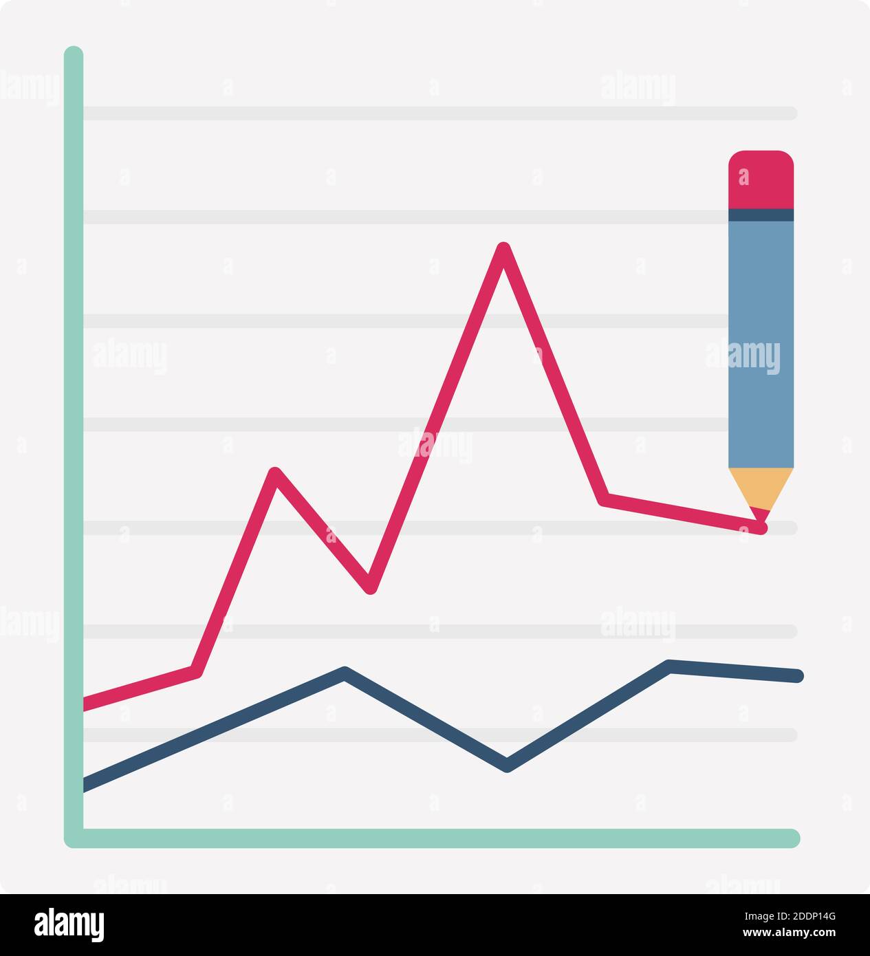 Graphing Flat vector icon that can be easily modify or edit Stock Vector